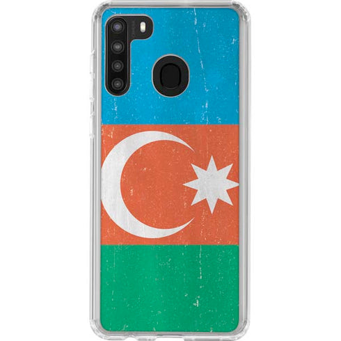 Azerbaijan Flag Distressed Galaxy A21 Clear Case